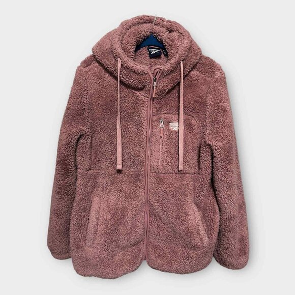 Reebok Teddy Bear Hoodie | Soft Fleece Zip Front | Size Large - Picture 1 of 7